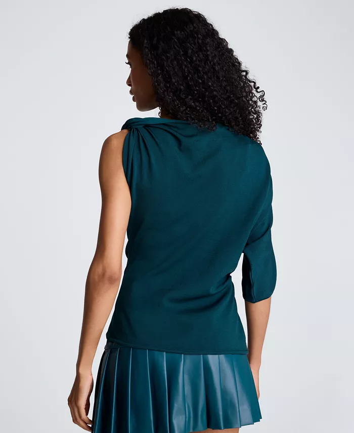 Women's Asymmetrical Draped Knit Sweater - thumbnail 10