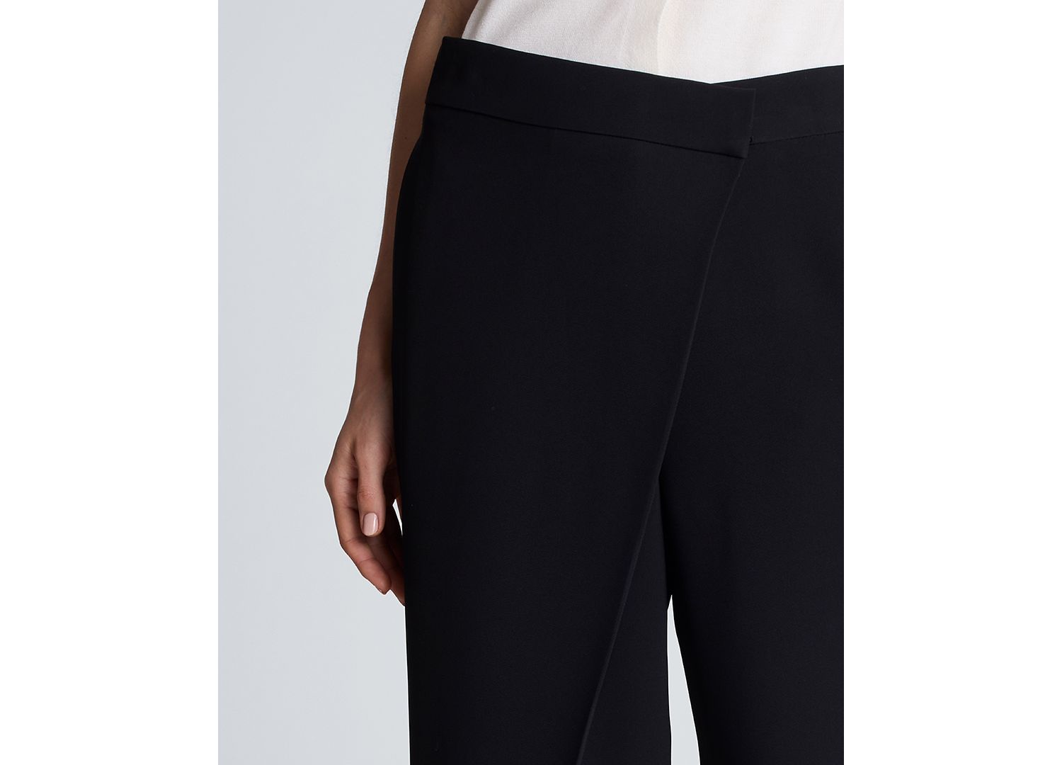 Women's Luxe Twill Fly Front Asymmetrical Crossover Pants