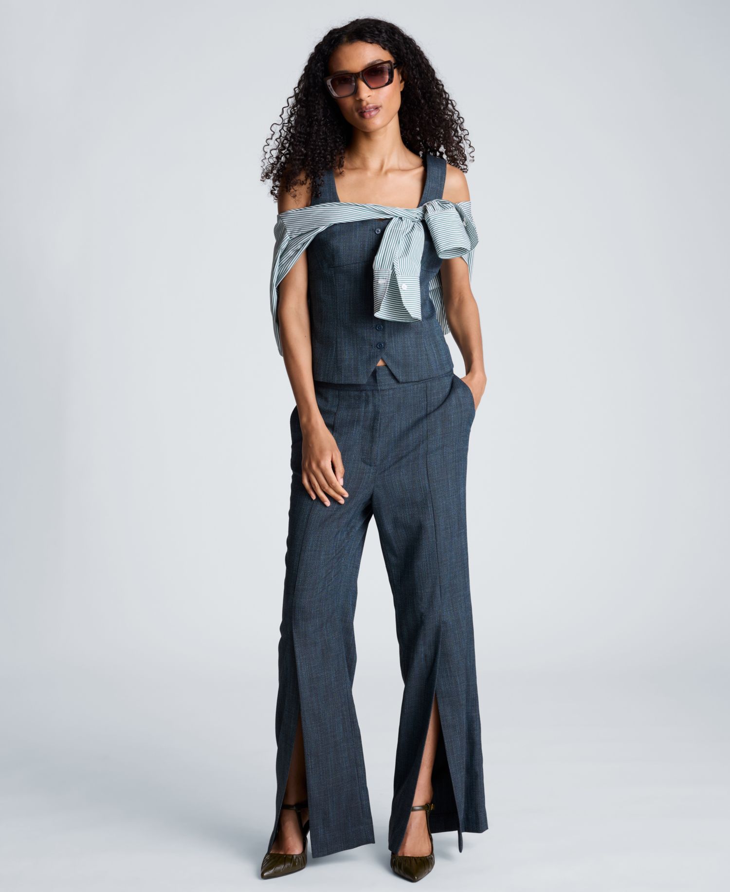 Women's Sleeveless Button-Front Bustier Vest