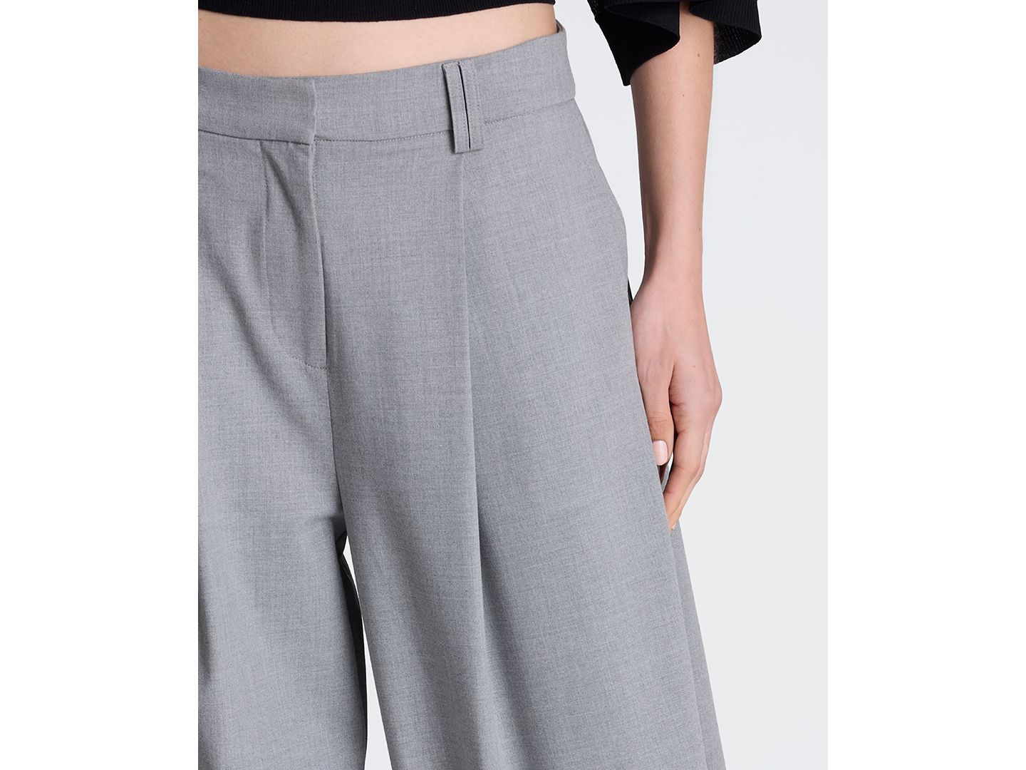 Женские брюки Kenneth Cole High-Rise Accordion Side-Pleat Wide-Leg, цвет: Туманный меланжевый — фото 3