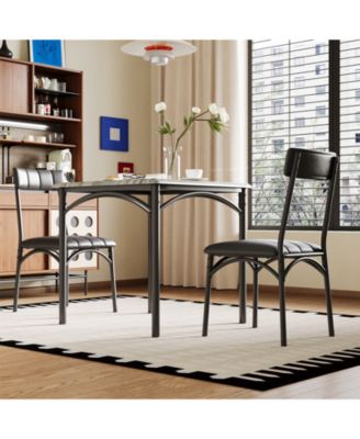 3-Piece Modern Compact Dining Set, Easy-Clean Engineered Wood Table with Padded Chairs for Small Living Space