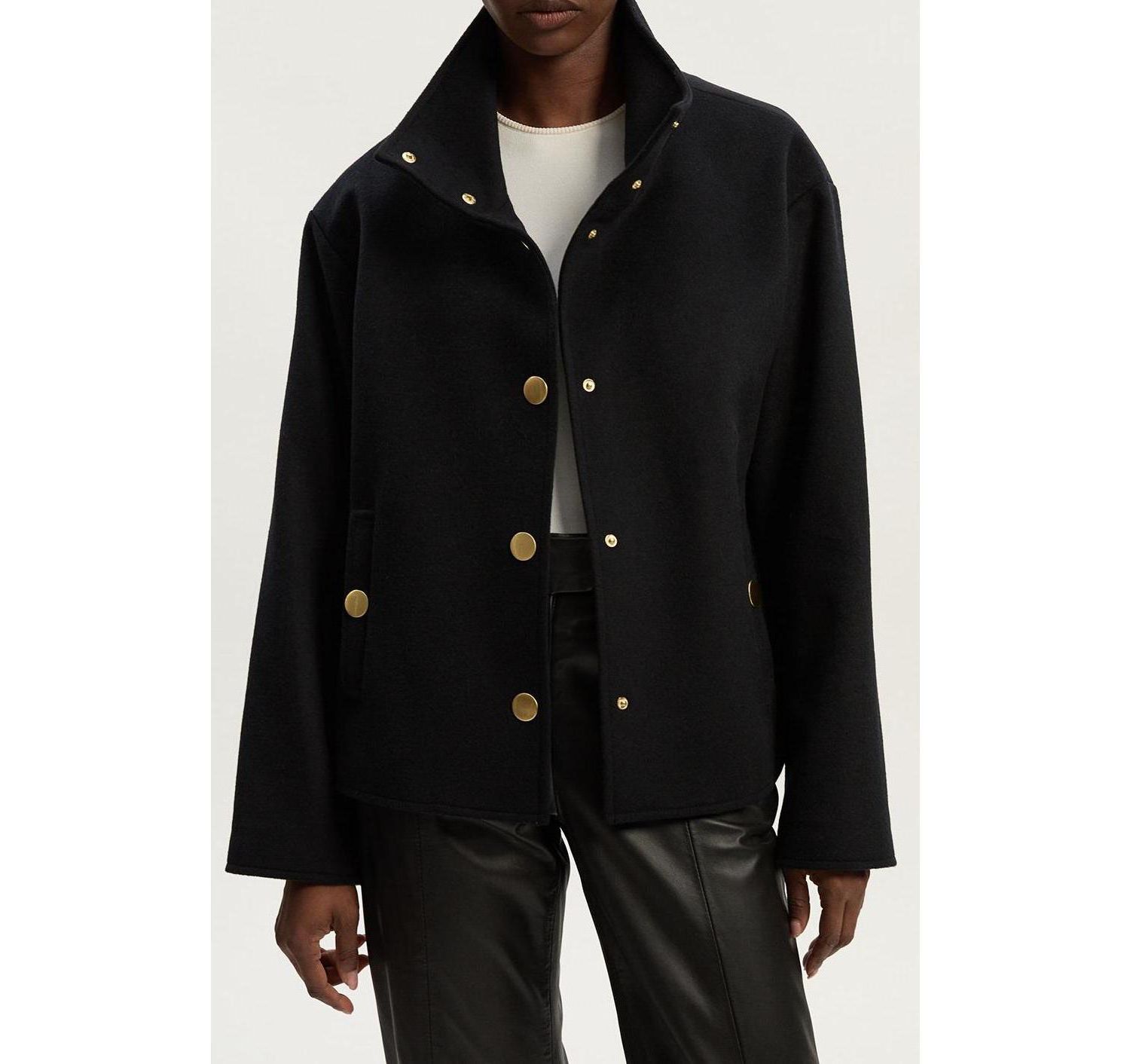 Women's Brushed Wool Funnel Neck Tailored Coat
