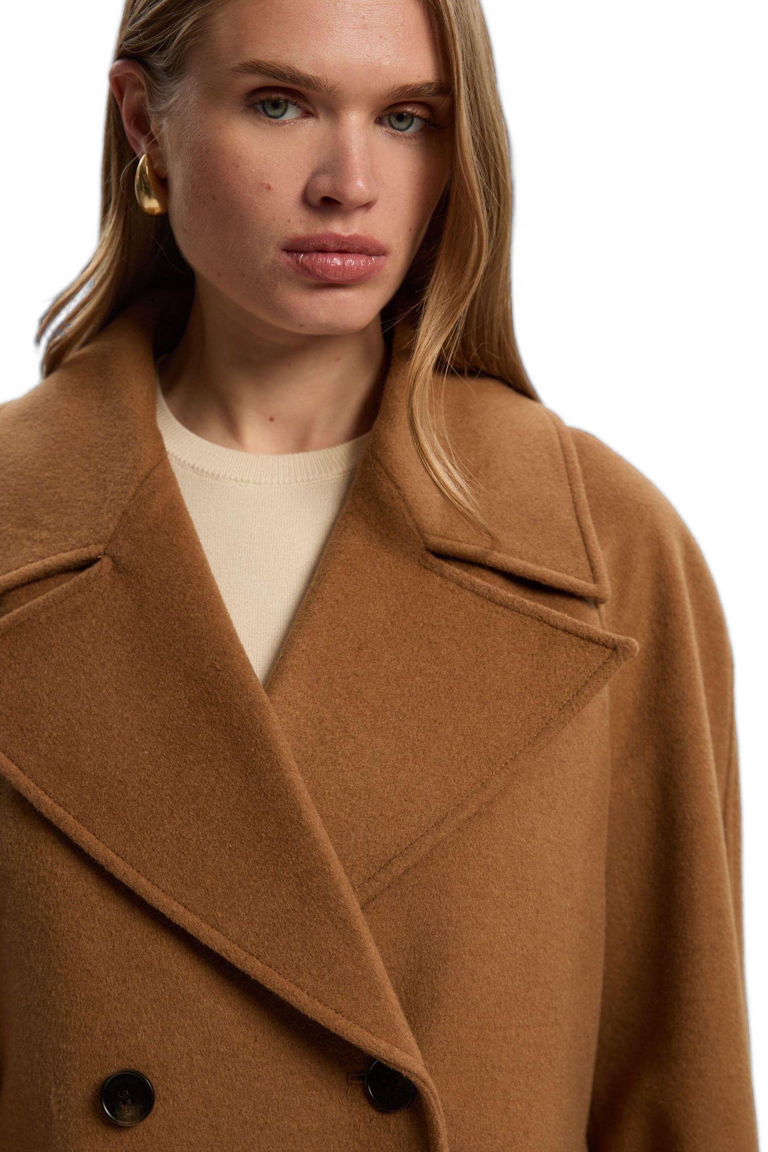 Women's Brushed Wool Double Breasted Short Coat