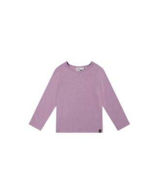Little and Big Girl 6-14 Brushed Rib Crew Neck Top