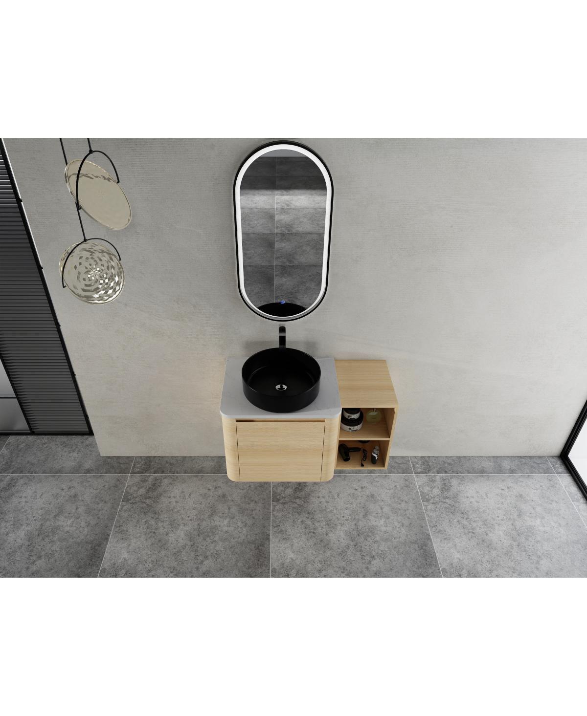 Sillysis Inch Wall Mounted Bathroom Vanity with Ceramic Vessel Sink