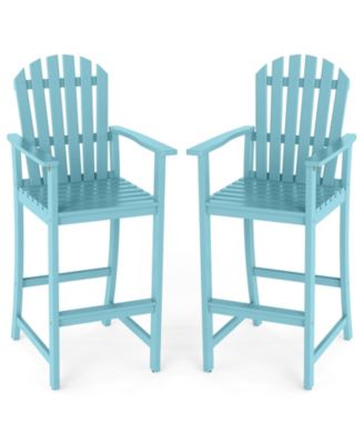 2 Piece Tall Adirondack Chair w/Back Armrests and Footrest for Balcony Porch Deck