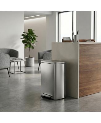 13 Gallon Stainless Steel Rectangular Step-On Kitchen Trash Can, 50-Liter Waste Bin with Silent Close Lid