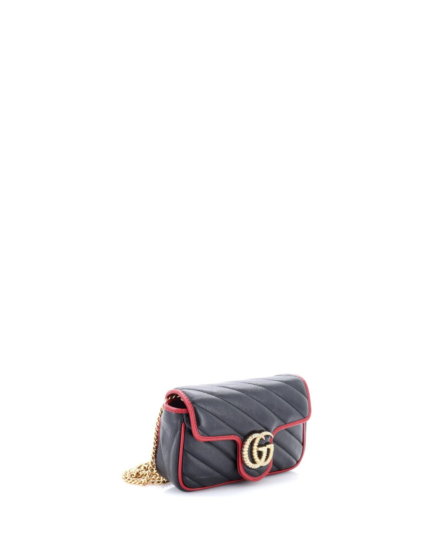 Super Mini GG Marmont Flap Bag Diagonal Quilted Leather