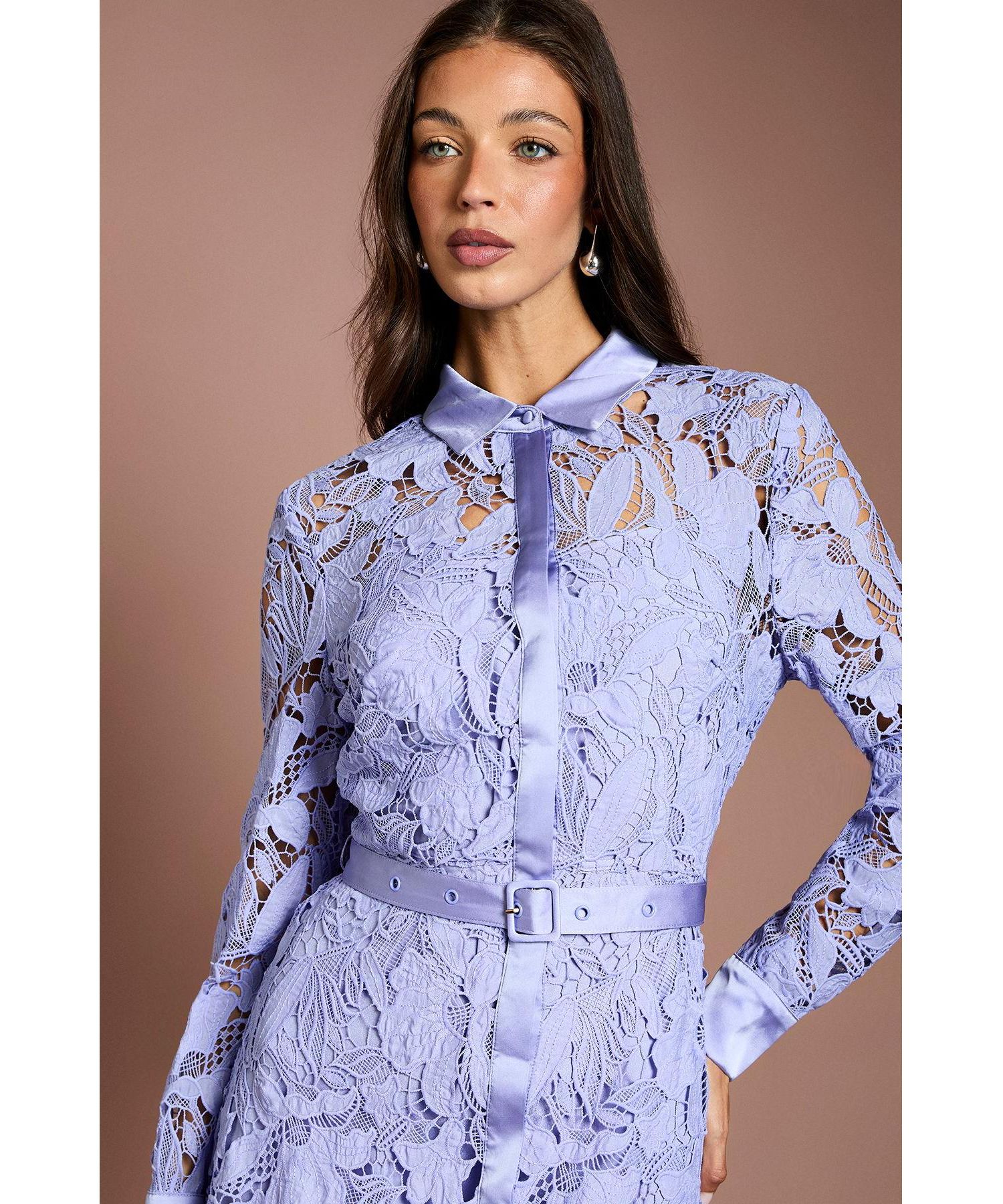 Women's Lace Shirt Long Sleeve Dress