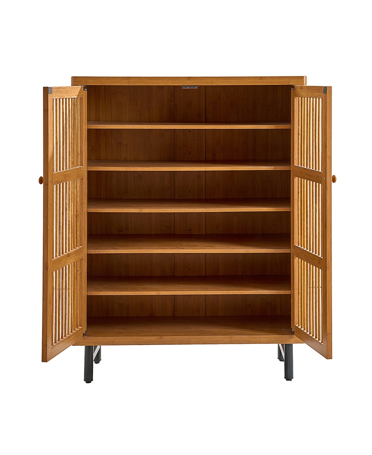 Clihome Shoe Cabinet with Shutter Doors, 6-Tier Entryway Adjustable Shelves, Wooden Rack Organizer