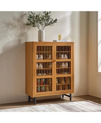 Shoe Cabinet with Shutter Doors, 6-Tier Entryway Shoe Cabinet with Adjustable Shelves, Wooden Rack Organizer