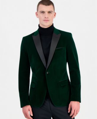 Mens Slim Fit Peak Lapel Velvet Sport coat