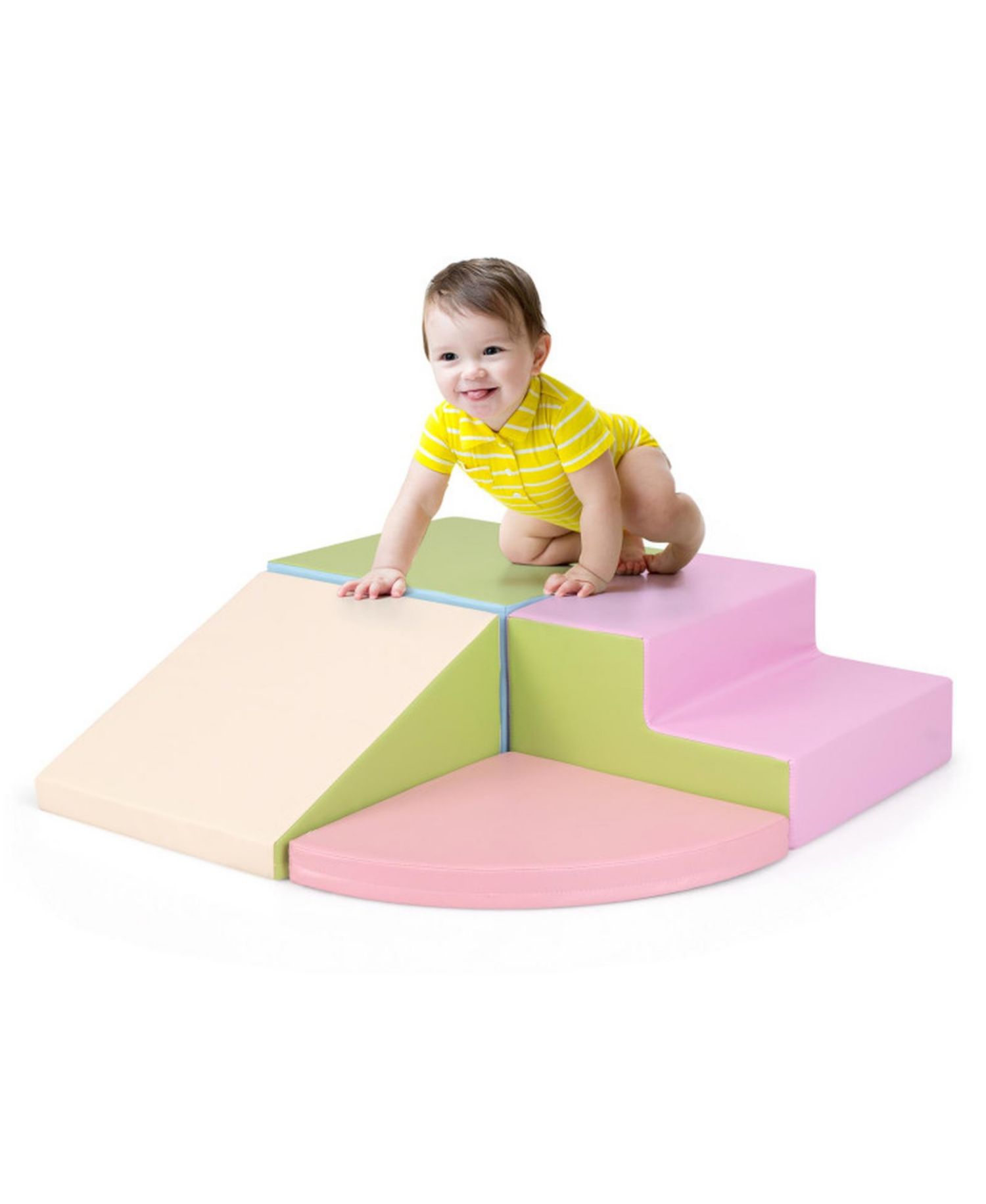 4 Piece Climb and Crawl Foam Block Play Set for Infant Baby Tummy Time