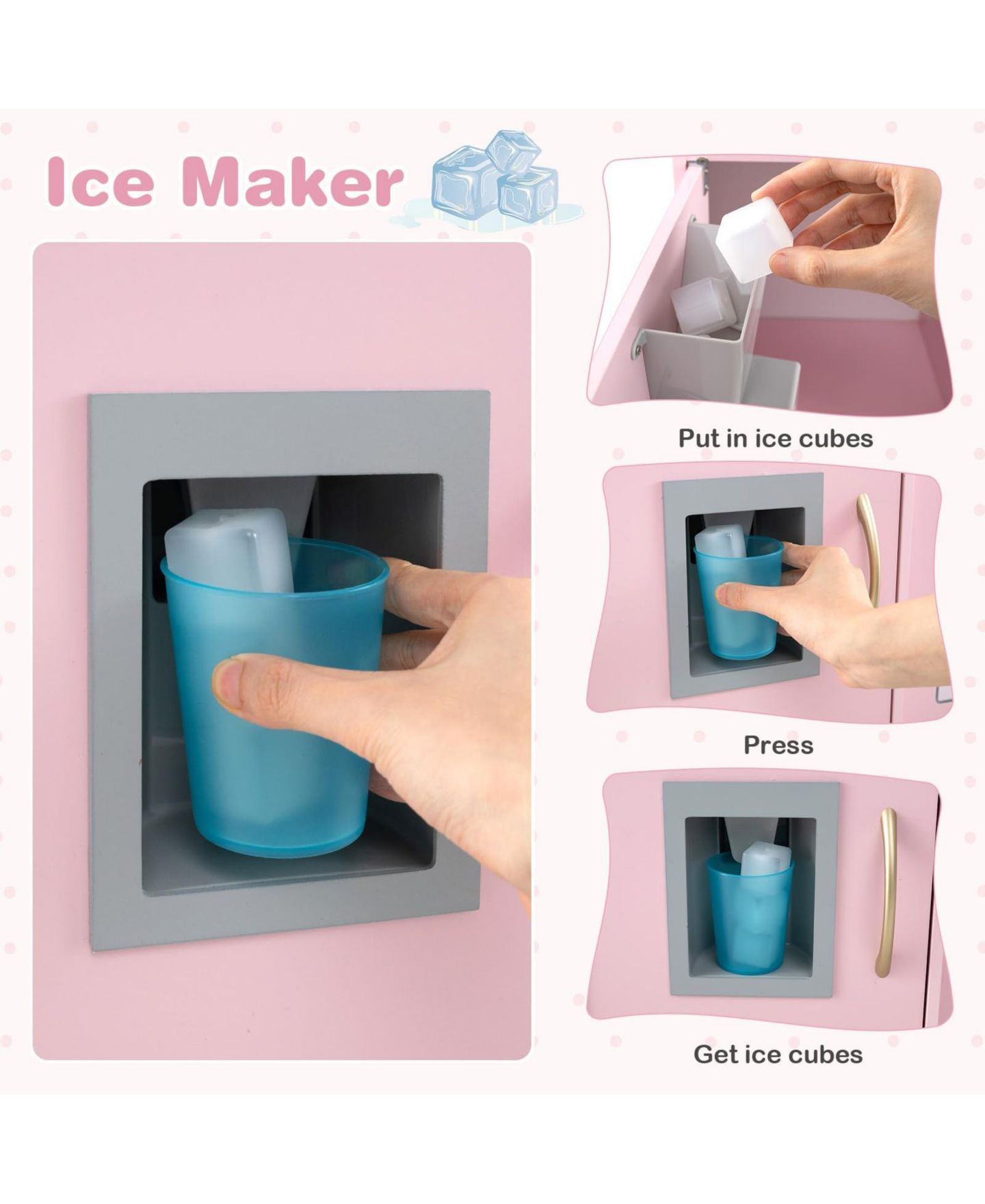 Детская игрушка Mecale Working Ice Maker Play Kitchen, Ages 3-6, цвет: Розовый — фото 5