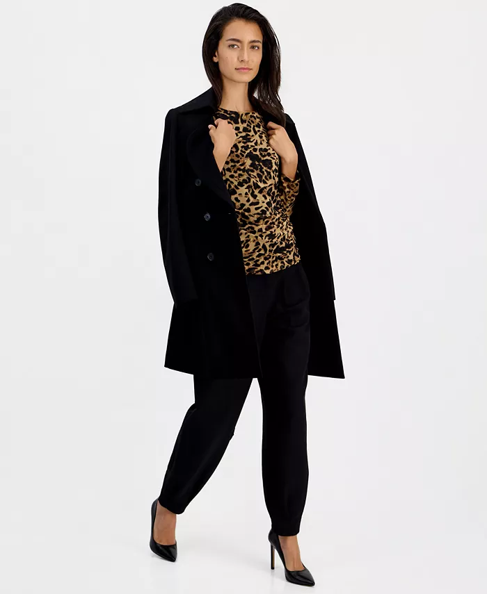 Women's Leopard-Print Ruched Mesh Top - thumbnail 2