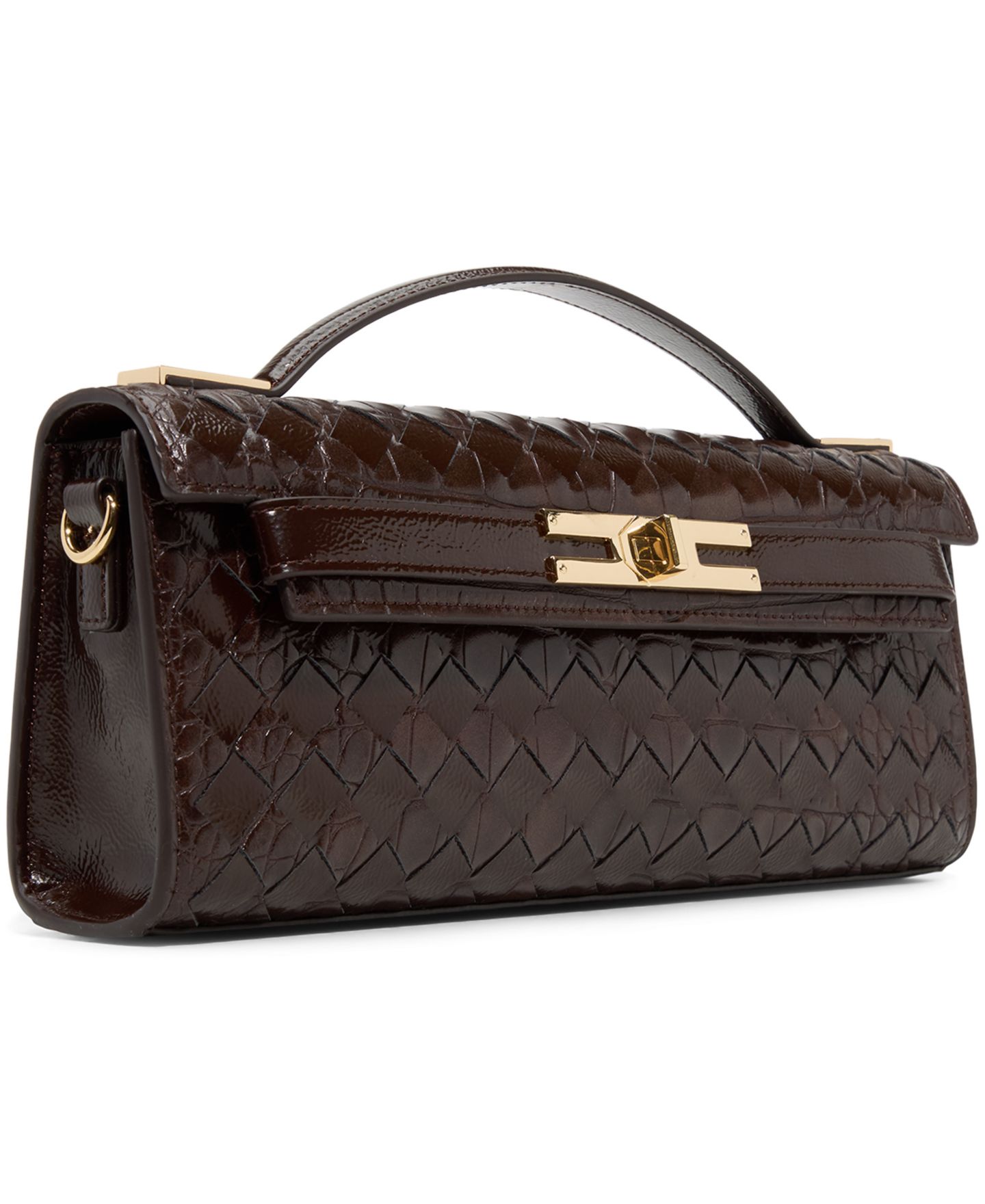 Женский клатч ALDO Mirzzaa Small Turn-Lock Clutch Crossbody Handbag, цвет: Тёмный коричневый — фото 3