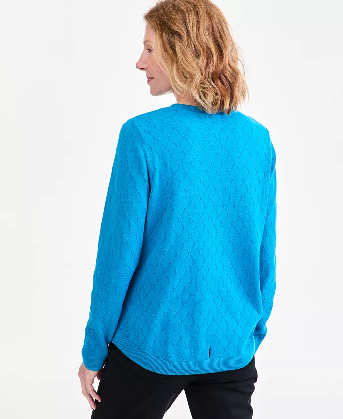 Women's Cotton Curved-Hem Sweater - thumbnail 6