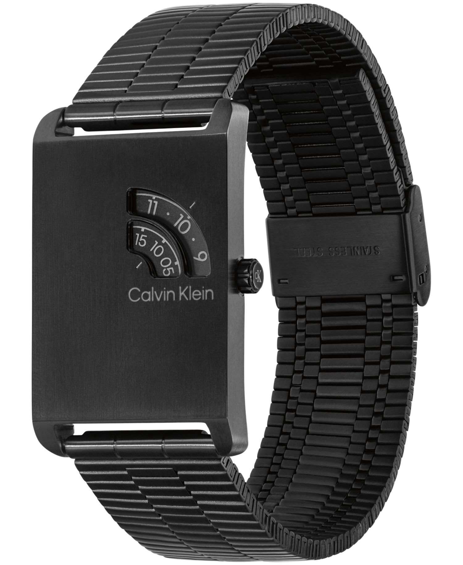 Men's Dapper Black IP Stainless Steel Mesh Bracelet Watch 24mm