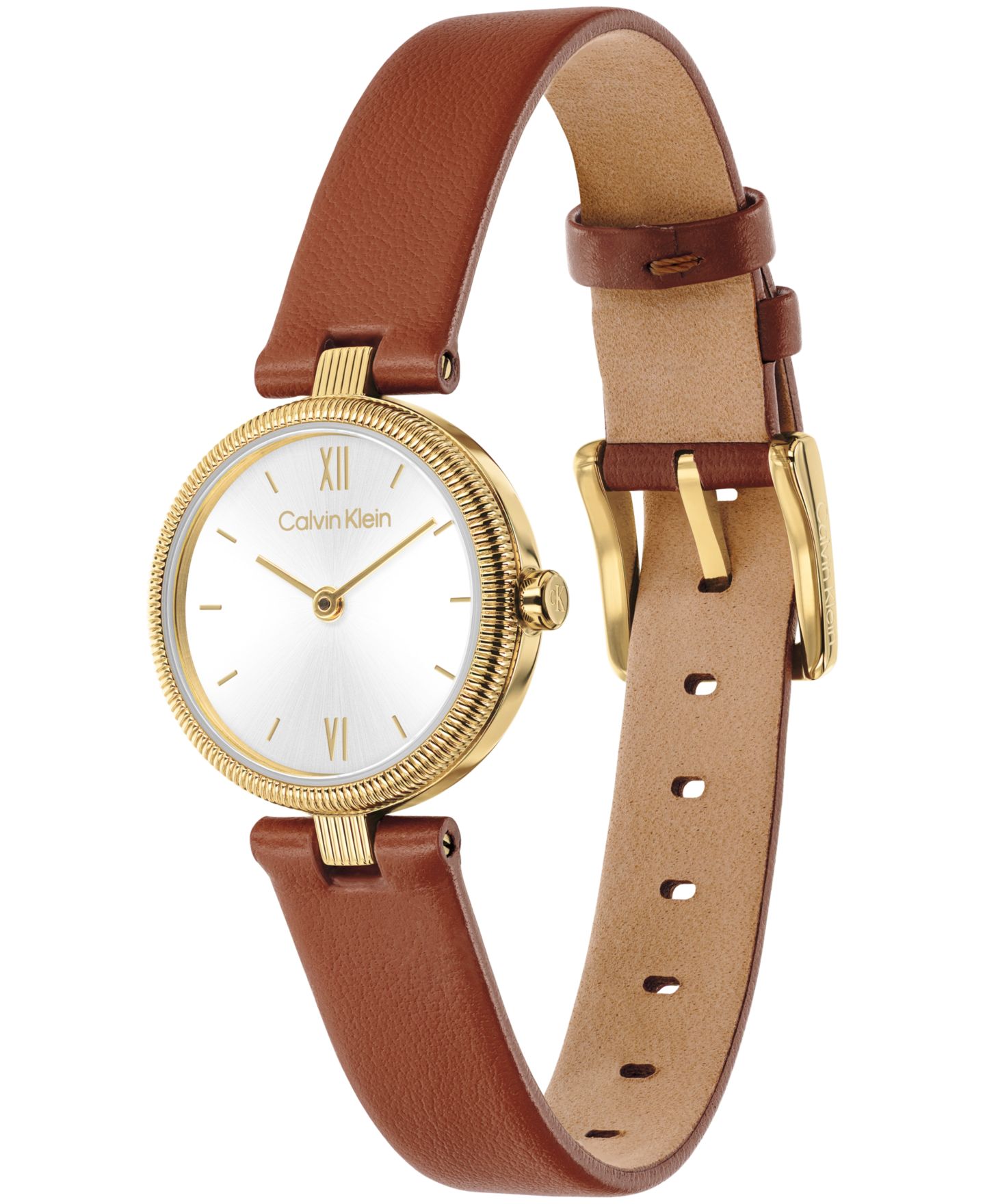 Женские часы Calvin Klein Gleam Tan Leather Strap Watch 24mm — фото 2