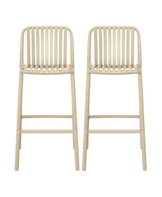 29.5" Outdoor Modern Plastic Patio Bar Height Stools Set of 2