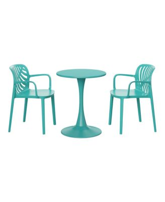 3-Piece Outdoor Indoor Metal Patio Dining Table Set With Stackable Patio Chairs