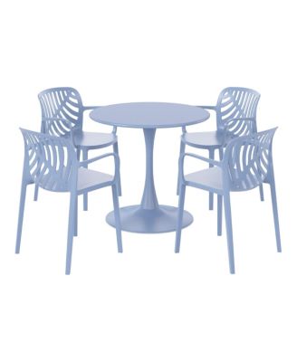 5-Piece Outdoor Indoor Metal Patio Dining Table Set With Stackable Patio Arm Chairs