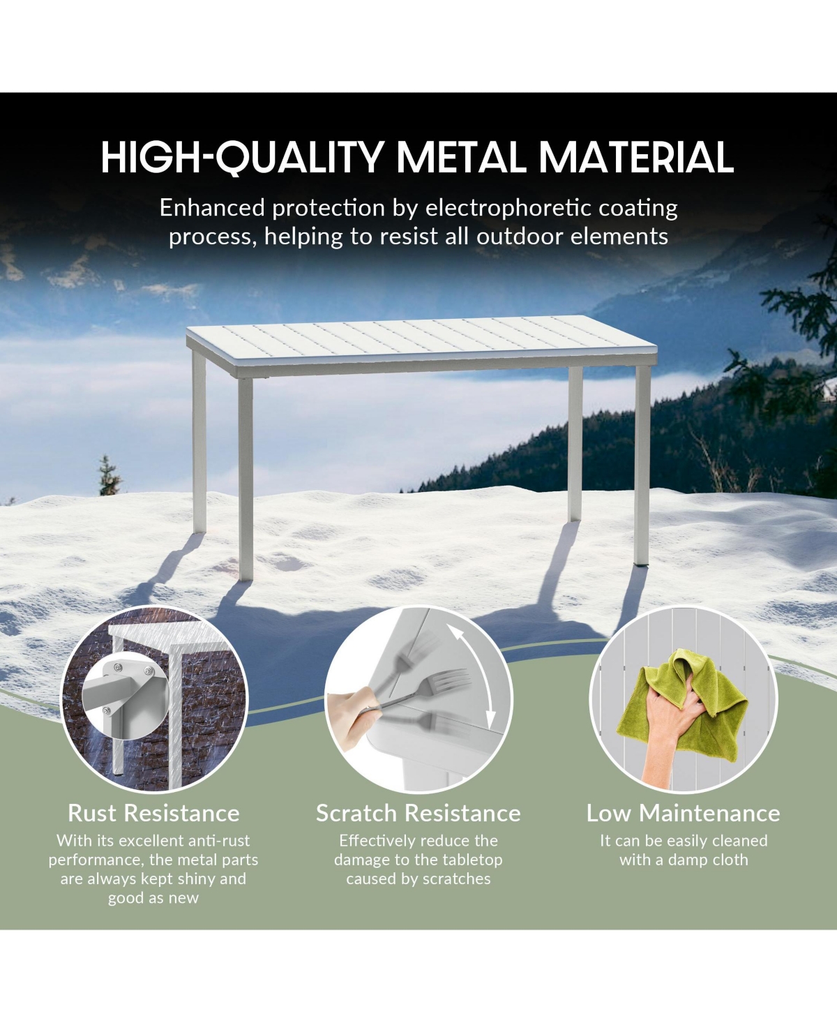 7-Piece Outdoor Metal Rectangle Patio Dining Table Set With Stackable Resin Chairs