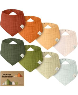 8pk Lumi Muslin Baby Bibs, Bandana Bibs for Baby Boy, Baby Girl, Muslin Drool Bib for Newborn, Toddler