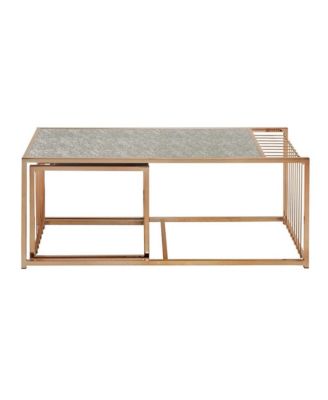 Textured Mirror Top Nesting Coffee Table