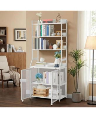 70 Inch Industrial 2-in-1 Bookshelf Desk with Storage Shelves, Floor Standing Study Desk and Bookcase Combo for Home Office, Living Room