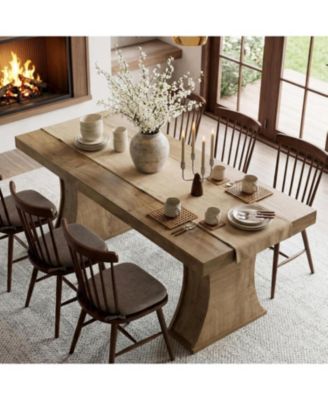 78.74" Dining Table, Long Kitchen Table for 6-8 People, Rectangular Wood Dining Table, Modern Kitchen Table with Stylish Curved Legs