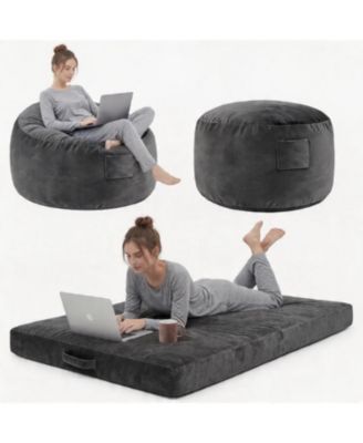 4 in 1 Adult Bean Bag Chair, 4ft - Memory Foam Filler and Removable Cover - Oversized Flannel Lazy Sofa Couch Bed for Adults and Teens
