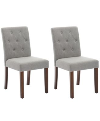 Set of 2 Modern Fabric Upholstered Dining Chairs, Sturdy Wood Legs And Rubber Frame Kitchen Side Seating