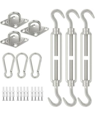 Shade Sail Hardware Kit, 6 Inch Outdoor Sun Sail Accessories, 304 Stainless Steel Turnbuckles and Brackets for Triangle Sails