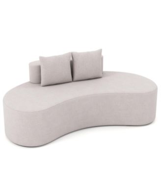 Comfortable Curved Sofa with Plush Upholstery and 2 Throw Pillows