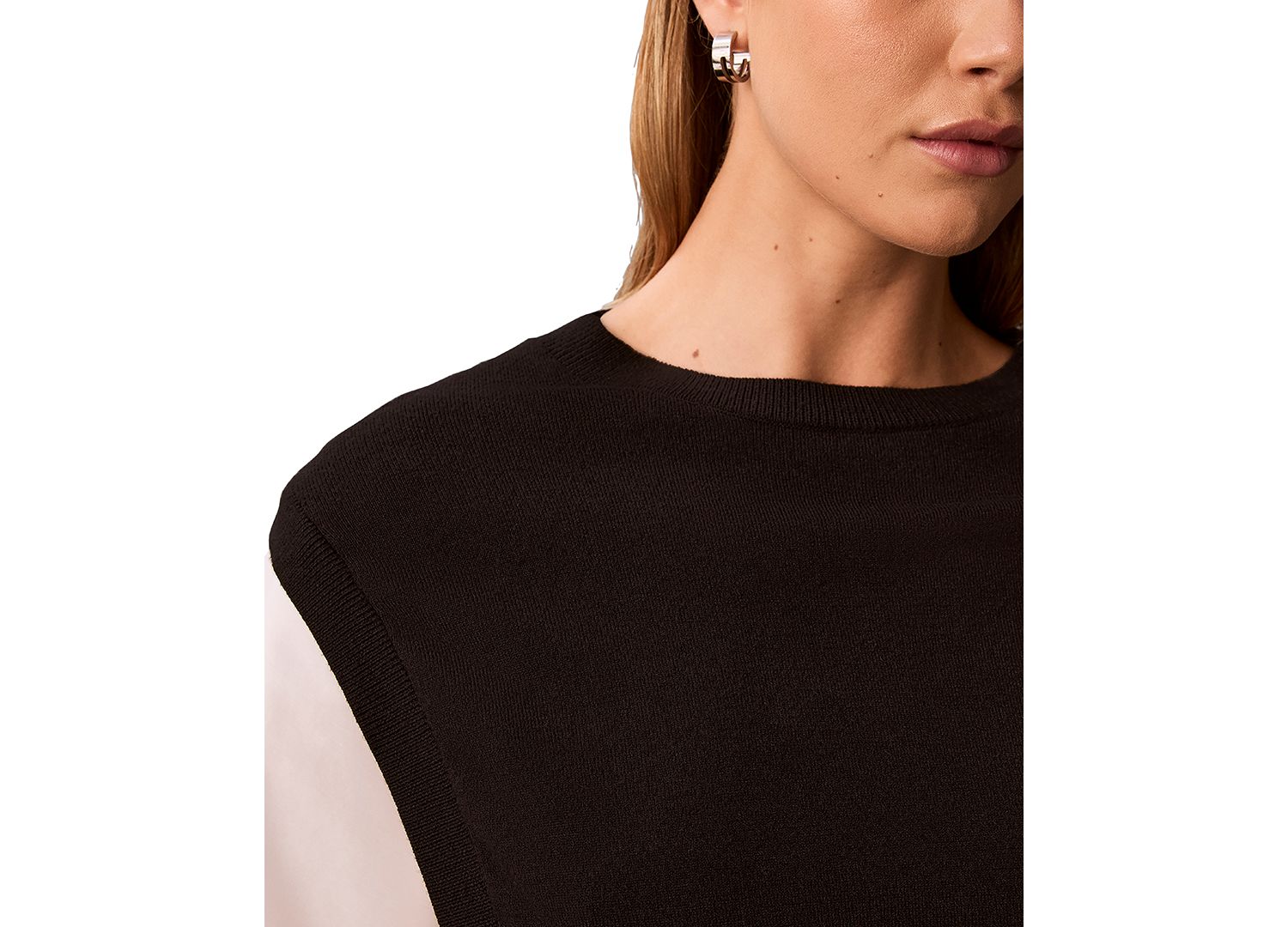 Petite Crewneck Long-Sleeve Colorblock Sweater