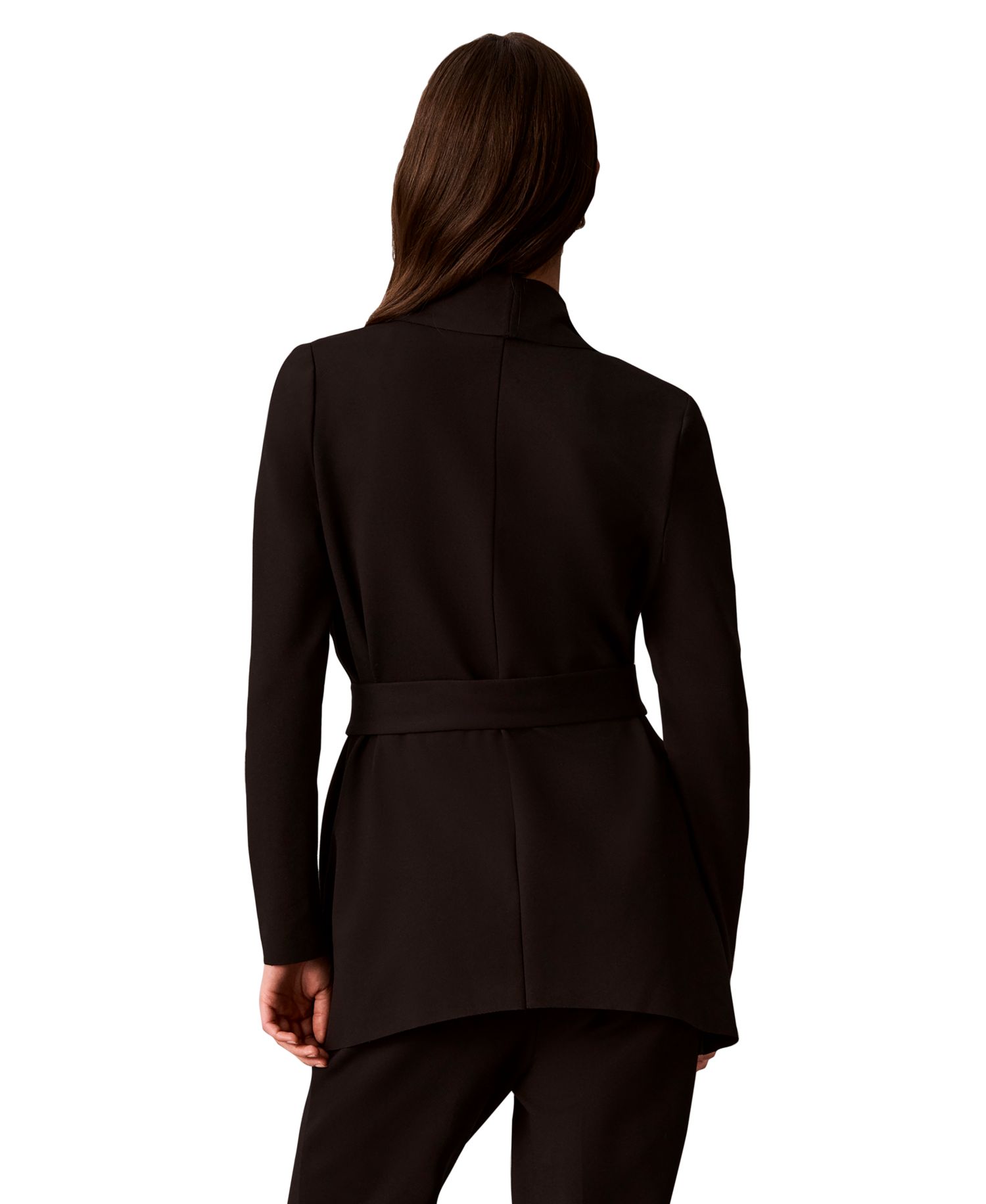 petite Collared Neck Belted Jacket