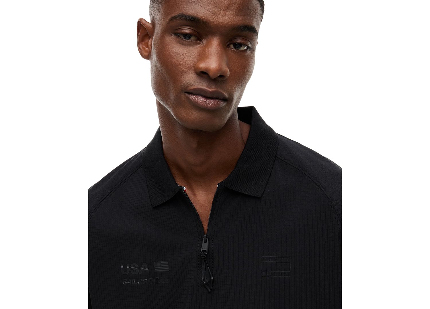 x U.S. SailGP Men's Stealth Performance Collared Polo Shirt