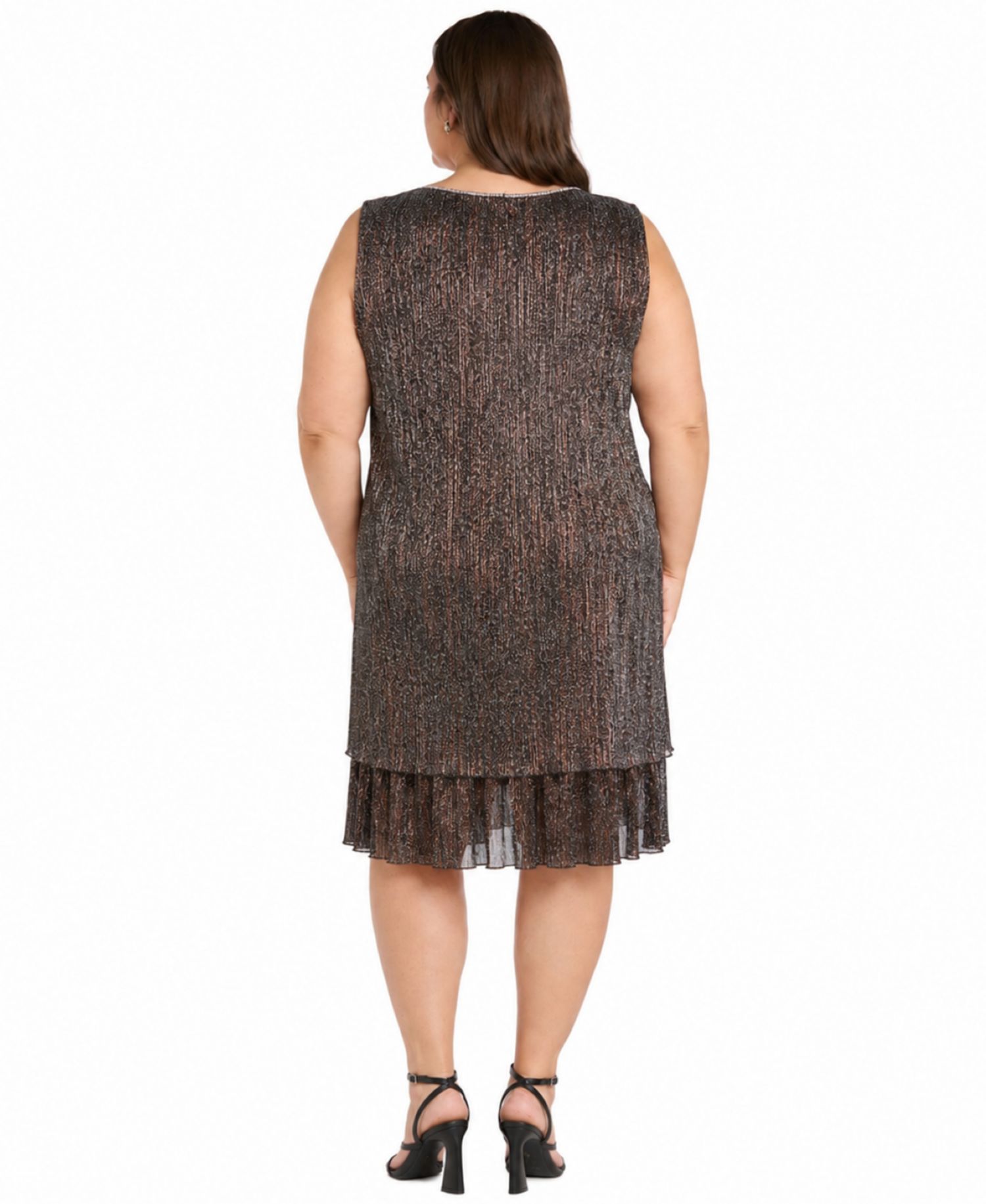 Plus Size Scoop Neck Dress & Open-Front Jacket, 2-Piece Set