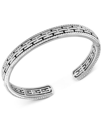 EFFY® Men's Chain-Look Textured Cuff Bracelet in Sterling Silver ...