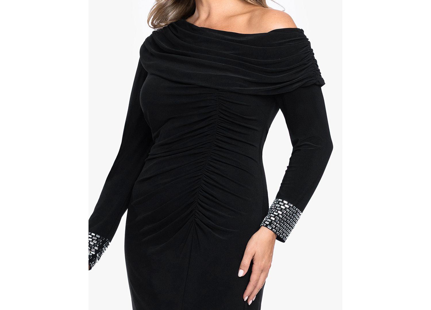 Plus Size Asymmetrical Neck Gown