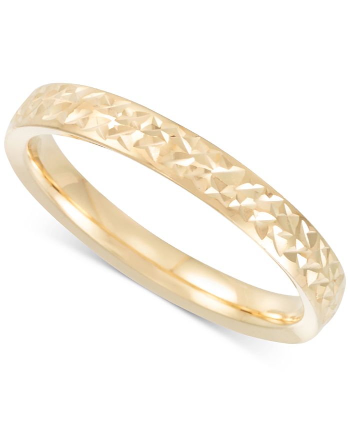 Italian Gold Thin Textured Band in 14k Gold, Rose Gold or White Gold ...