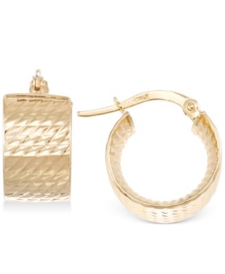 14k gold textured hoop earrings