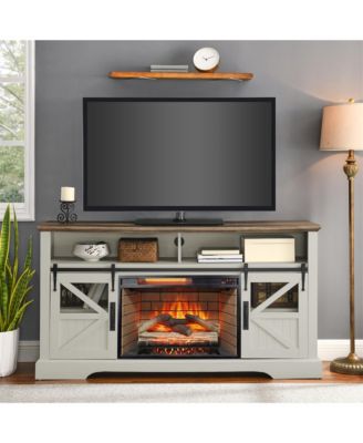 60 Inch TV Stand Electric Fireplace Entertainment Center with Sliding Door