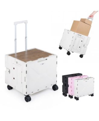 Foldable Utility Cart on 4 Rotating Wheels with Cup Holder, 75-L Capacity