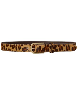 Leopard Print Leather Skinny Belt