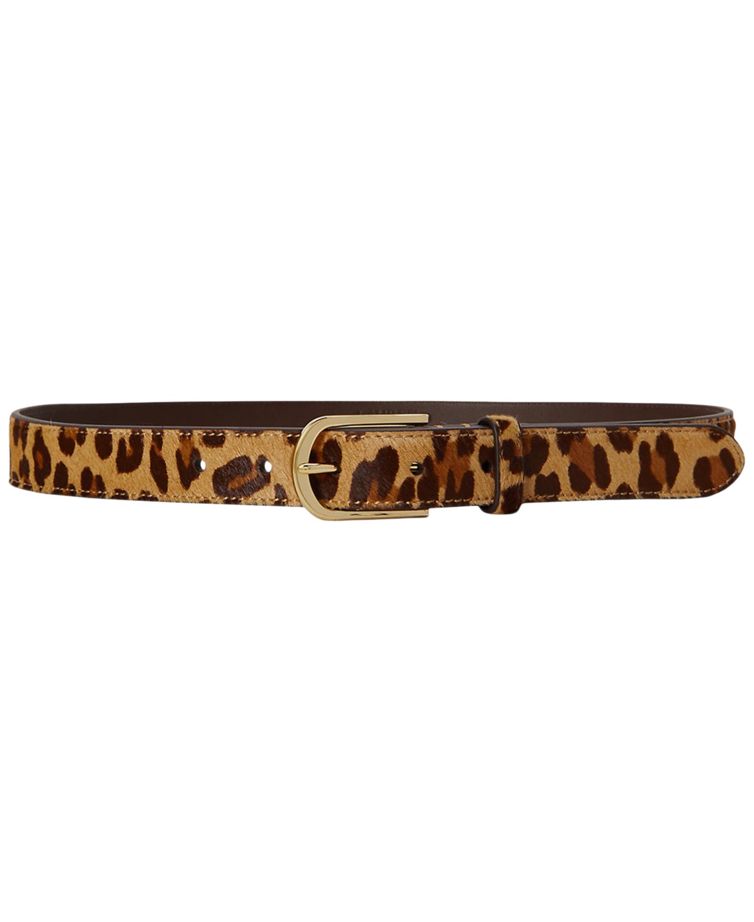 Leopard Print Leather Skinny Belt