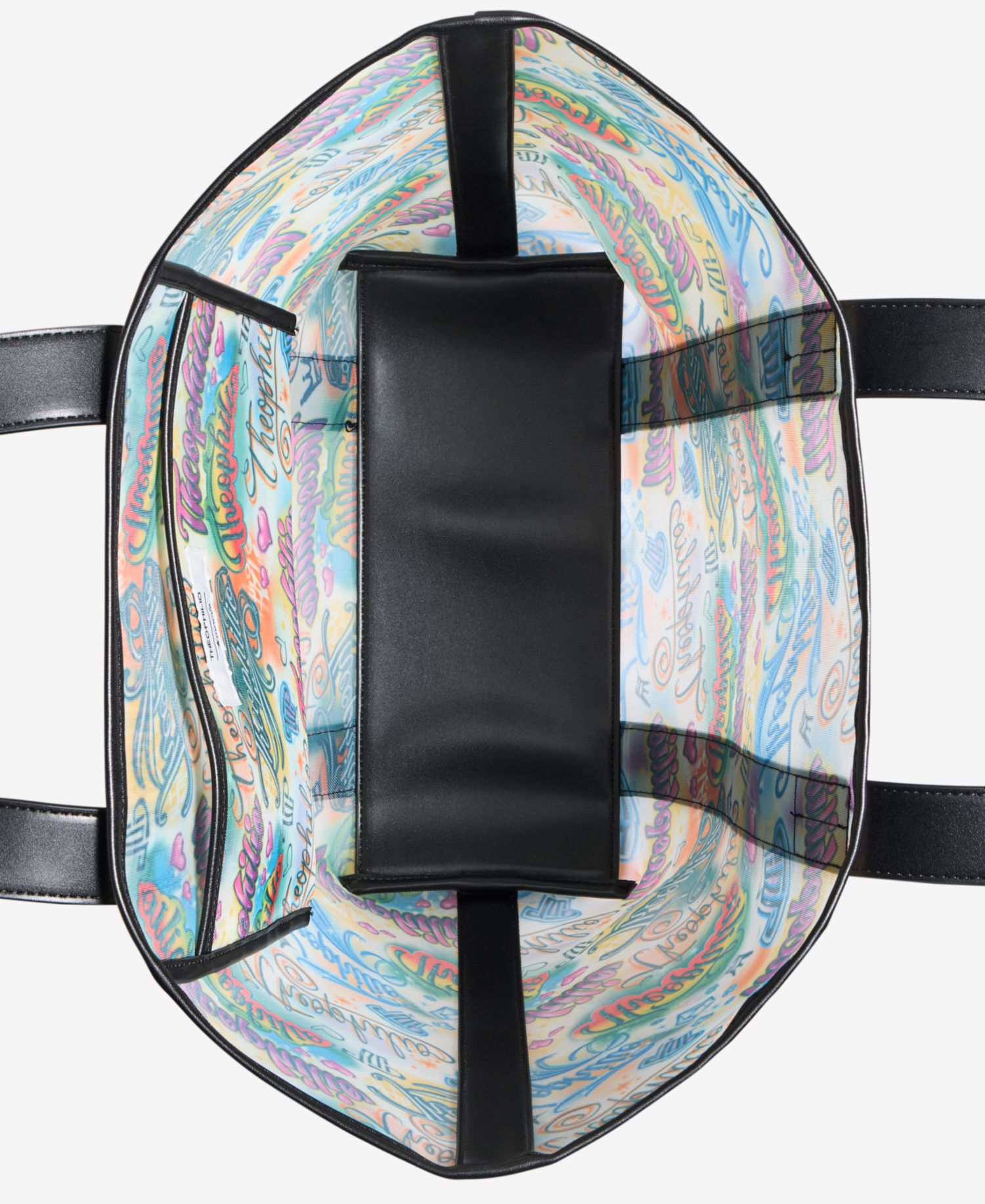 Graffiti Print Mesh Tote Bag & Removable Pouch Set