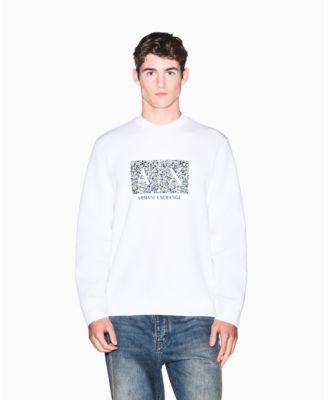 Men's Long Sleeve All-Over Logo Bonded Cotton Crewneck Sweatshirt