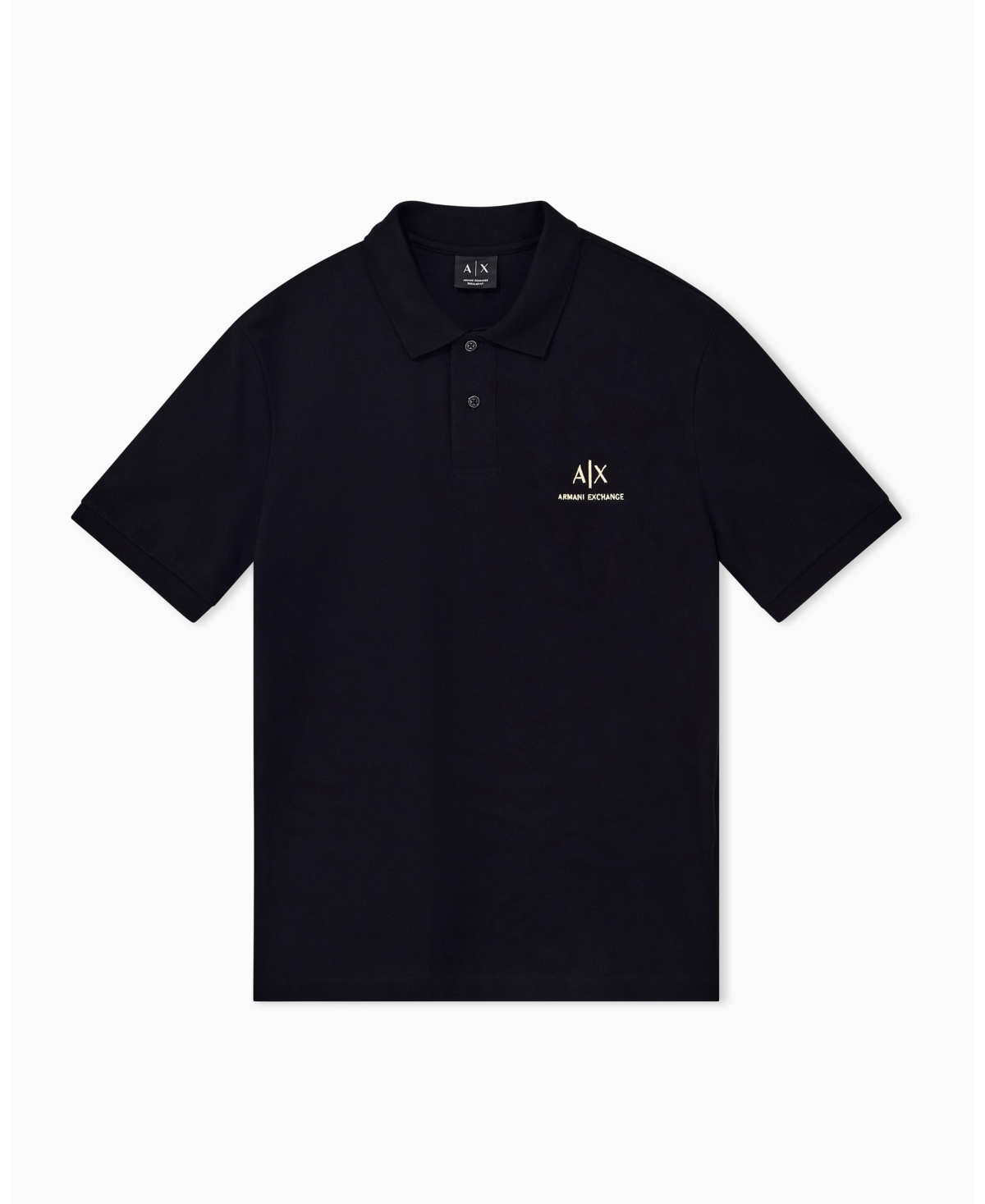A|X Armani Exchange Men's Black And Gold Short Sleeves Pique Polo Shirt